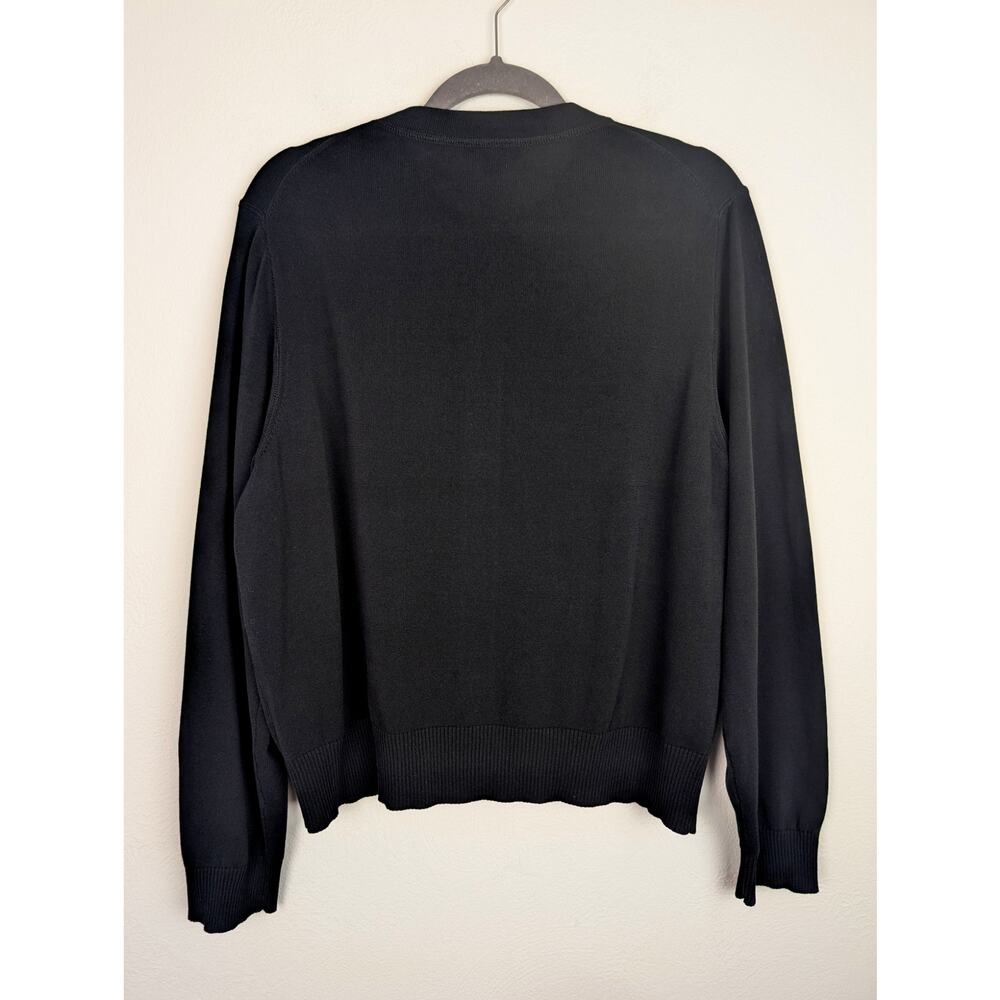J Crew Jackie Cardigan Sweater Cotton Crepe Preppy Academia Black Size XXL - Picture 5 of 11